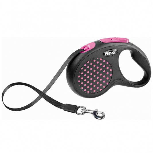 FLEXI Design Gurt-Roll-Leine - 5 m, 15 kg - pink