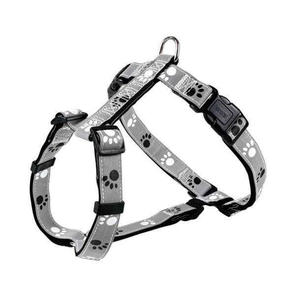 Trixie Geschirr Silver Reflect - Pfotenmotiv - 49?65 cm / 20mm