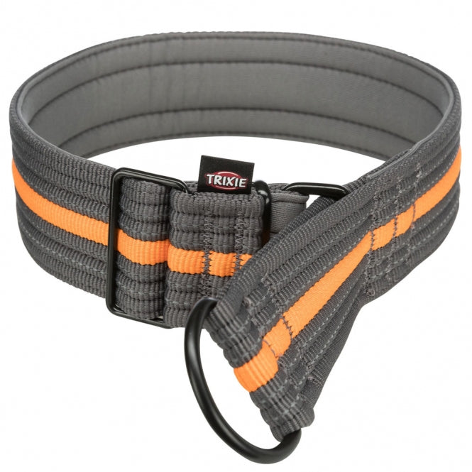 Trixie Fusion Zug-Stopp-Halsband, extra breit - grafit/papaya - 48-58 cm/50 mm