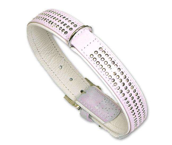 Karlie VINTAGE Strass Halsband 3-reihig - Hellrosa - 24 mm, 40 cm