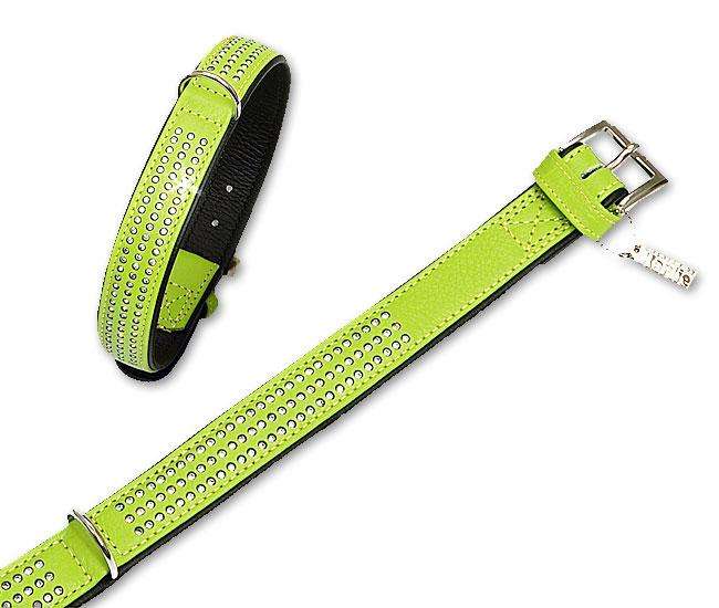 Karlie VINTAGE Strass Halsband 3-reihig - Kiwi - 30 mm, 60 cm