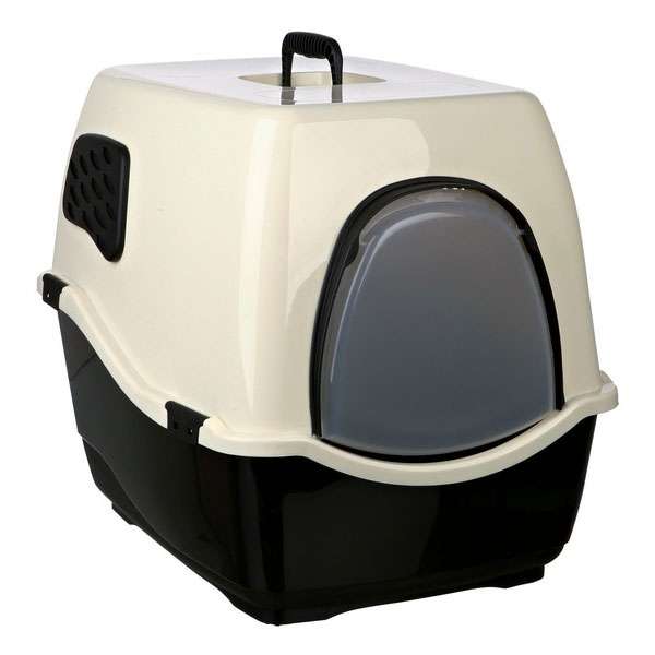 Trixie Katzentoilette Bill 2 F mit Haube und Filter - schwarz/creme