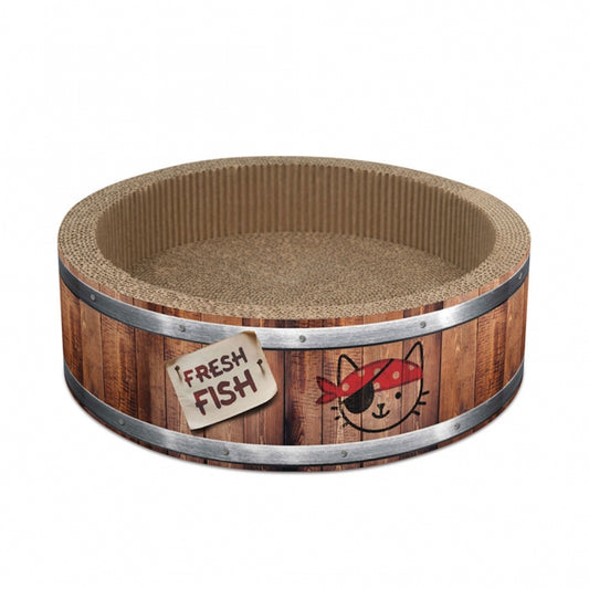 CATIT Play Pirates Kratzer in Fass-Form - 36 cm