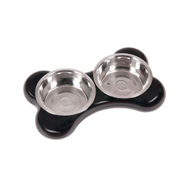 Karlie Flamingo The Bone Bowl Doppelnapf - 2 x 1.500 ml - Schwarz