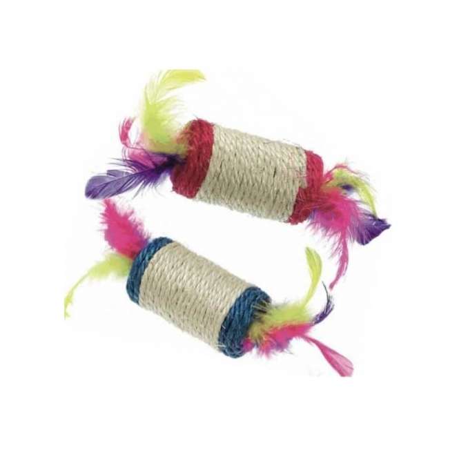 Karlie Sisal-Spielrolle mit Federn + Rassel