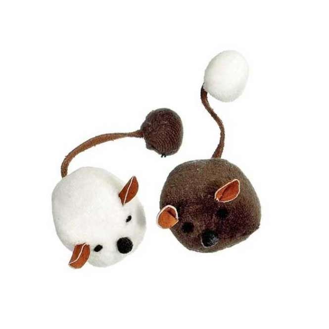 Karlie Flamingo Nature Cat Toy Spielmäuse mit Pompomschwanz - 2 Stück