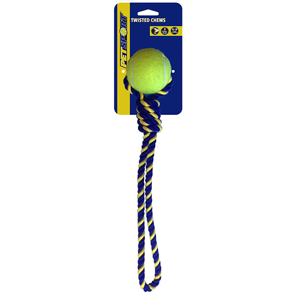 PETSPORT Baumwollseil mit Ball, 38 cm
