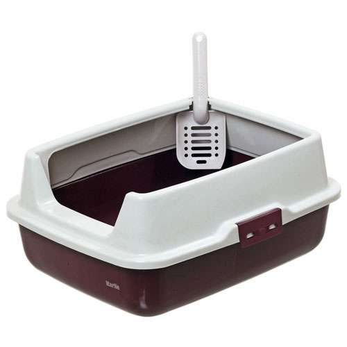 Karlie K-Cat 2 Katzentoilette mit extra hohem Rand - Dunkelrot