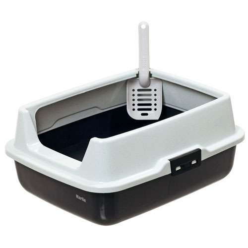 Karlie K-Cat 2 Katzentoilette mit extra hohem Rand - Dunkelgrau