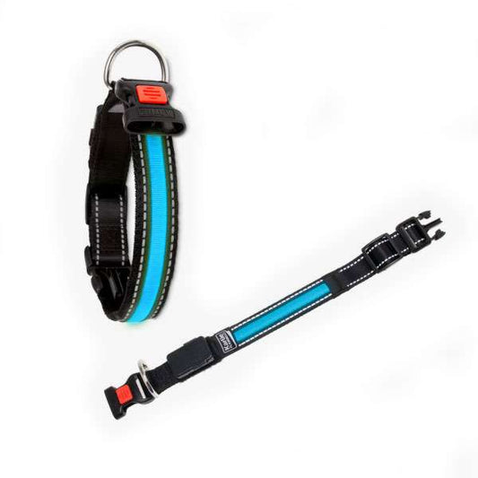 Karlie Flamingo oLED Halsband mit USB Ladegerät - Blau - 34 - 36 cm