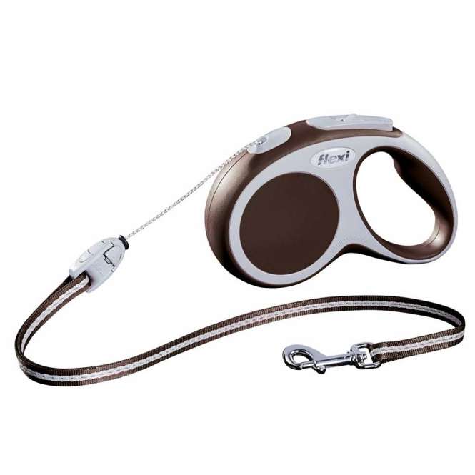 Flexi VARIO Seil-Roll-Leine - Größe S, 5m/bis 12kg - Braun