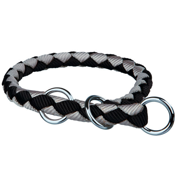 Trixie Cavo Würger / Zug-Stopp-Halsband - schwarz/silber - 30-36 cm/ 12 mm