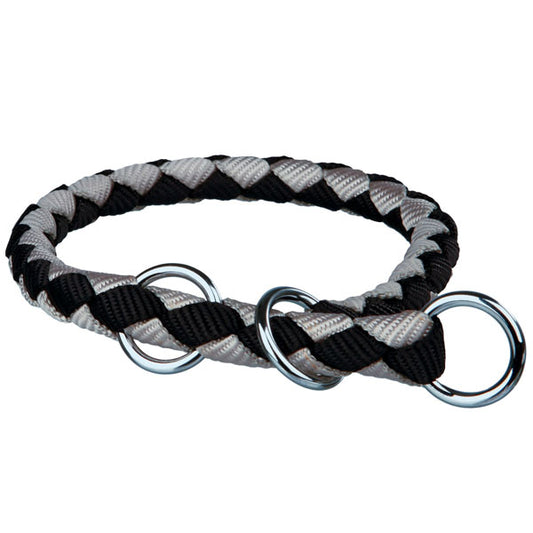 Trixie Cavo Würger / Zug-Stopp-Halsband - schwarz/silber - 47-55 cm/ 18 mm