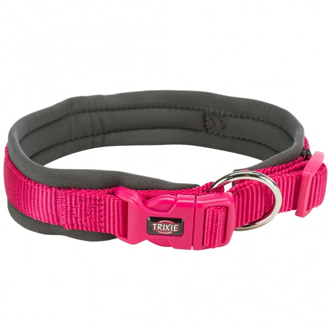 Trixie Premium Halsband, extra breite Neopren Polsterung - fuchsia/grafit - 27-35 cm/10 mm