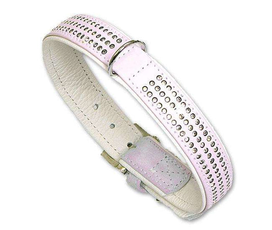 Karlie VINTAGE Strass Halsband 3-reihig - Hellrosa - 30 mm, 55 cm