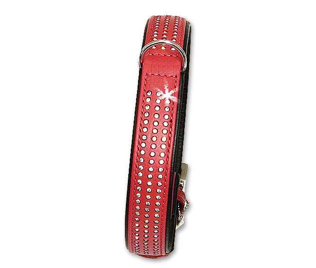 Karlie VINTAGE Strass Halsband 3-reihig - Rot - 30 mm, 60 cm