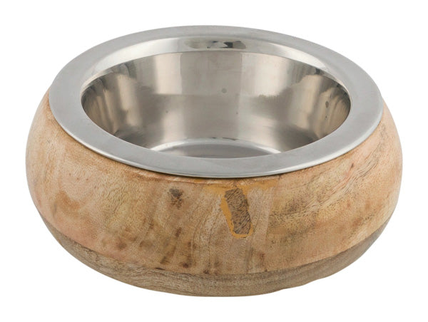 Trixie Edelstahlnapf mit Holzhalter - 0,45 l