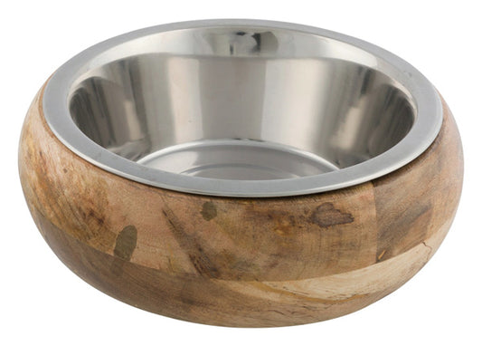 Trixie Edelstahlnapf mit Holzhalter - 1,4 l