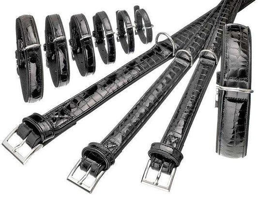 Karlie BUFFALO KROKO Büffelleder-Halsband - Schwarz - 12 mm, 32 cm