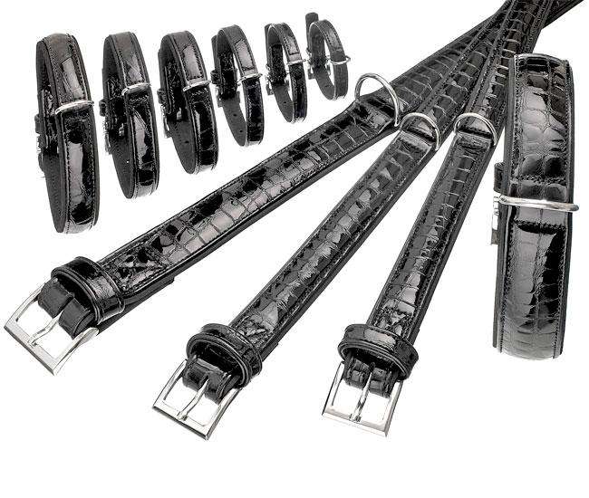 Karlie BUFFALO KROKO Büffelleder-Halsband - Schwarz - 10 mm, 27 cm