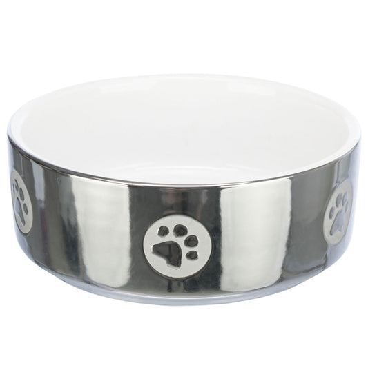 Trixie Keramiknapf - silber/weiß - 0,8 l/ø 15 cm