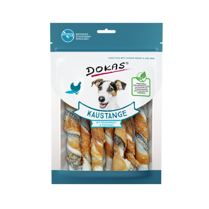 Dokas Dog Snack Kaustange Hühnerbrust + Fischhaut 170g