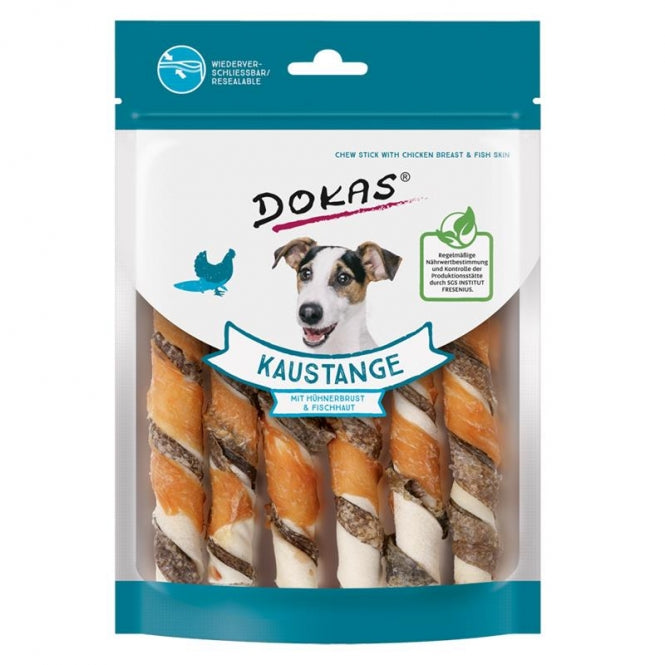 Dokas Dog Snack Kaustange Hühnerbrust+Fischhaut 150g