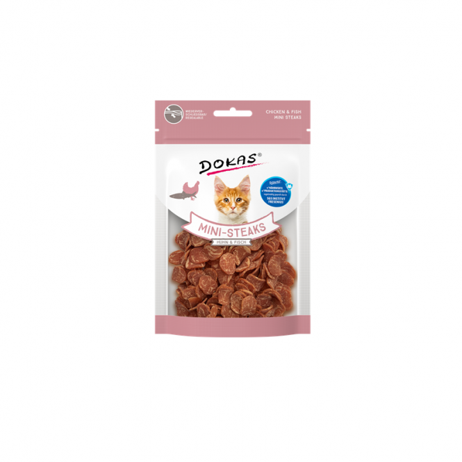 Dokas Cat Snack Mini-Steaks Huhn + Fisch 25g