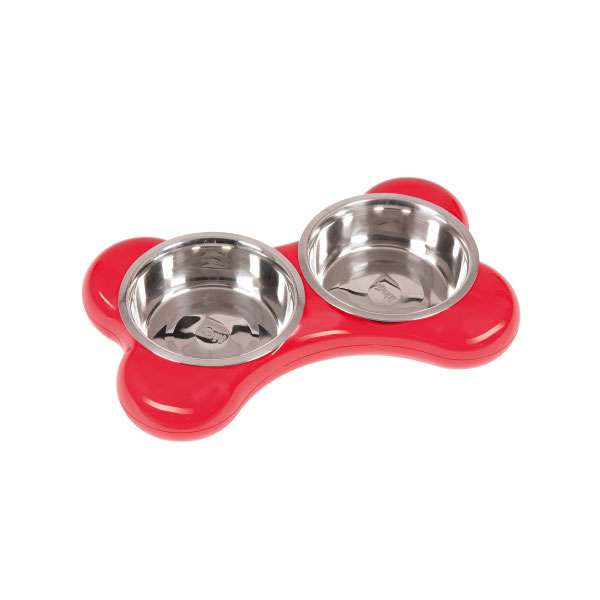 Karlie Flamingo The Bone Bowl Doppelnapf - 2 x 1.500 ml - Rot