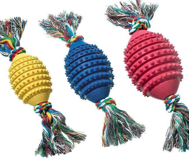 Karlie BOOMER Football mit Baumwollknoten - 9 cm