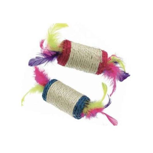 Karlie Sisal-Spielrolle mit Federn + Rassel