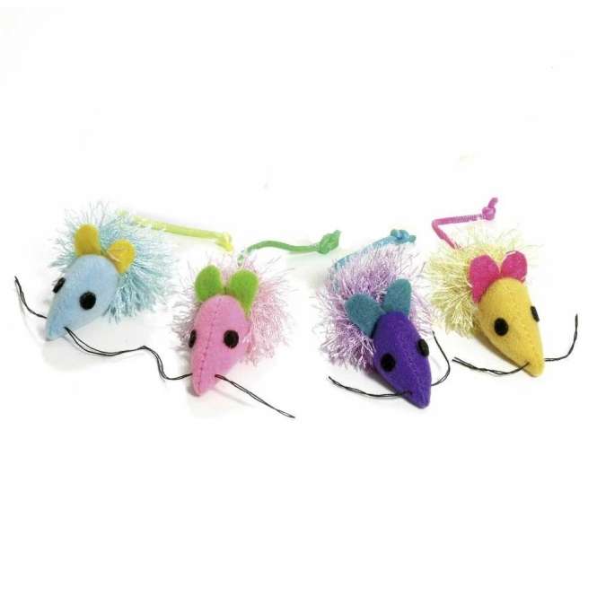 Karlie Flamingo bunte Mäuse mit Fransen - 4 Stück
