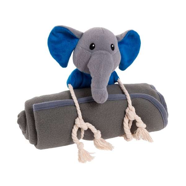 Karlie Play&Sleep Plüschtier mit Liegedecke 70 x 100 cm - Elefant