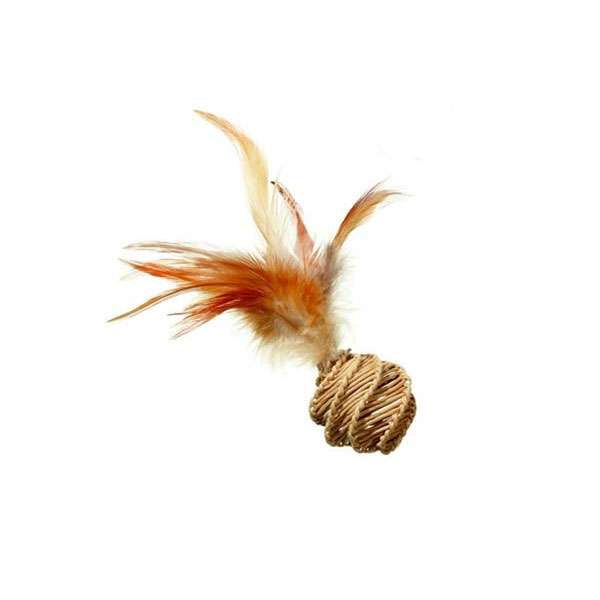 Karlie Flamingo Nature Cat Toy Strohball mit Feder einseitig