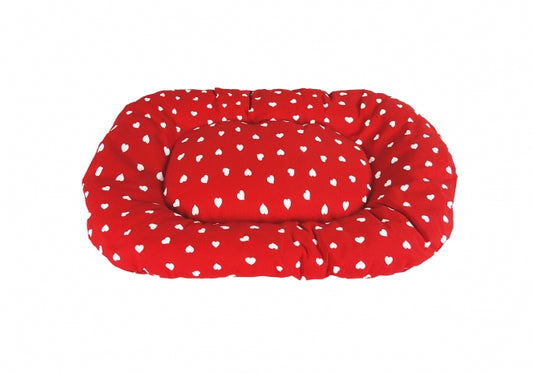 CARBONE Hundekissen Floconne, 75 x 50 cm - Herzen-rot